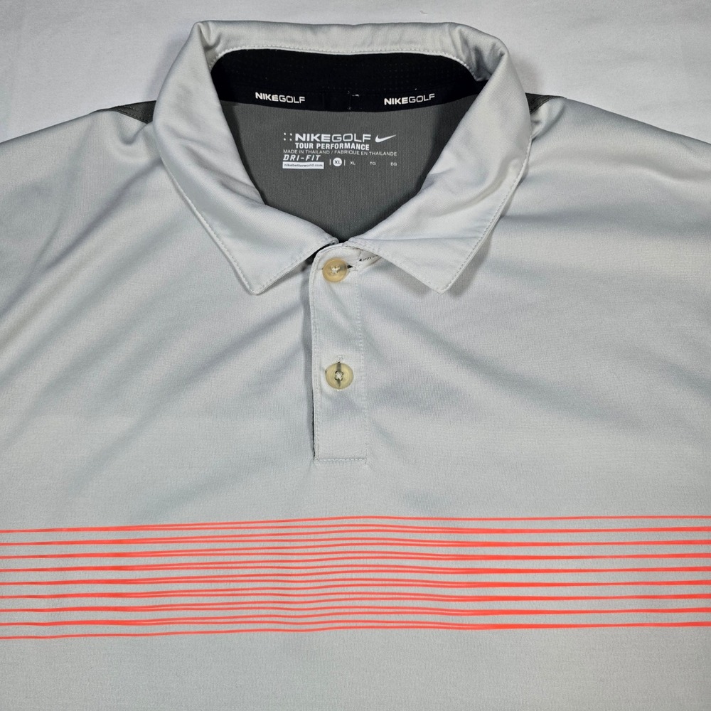 Nike Golf Tour Performance Mens XL Dri-FIT Polo Shirt Falcon's Fire White Grey